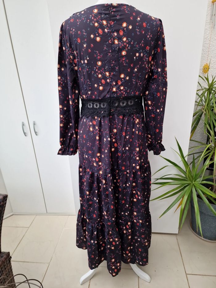 Robe Noire Dentelles Imprimé Fleurs Florale Fleurie - photo numéro 6