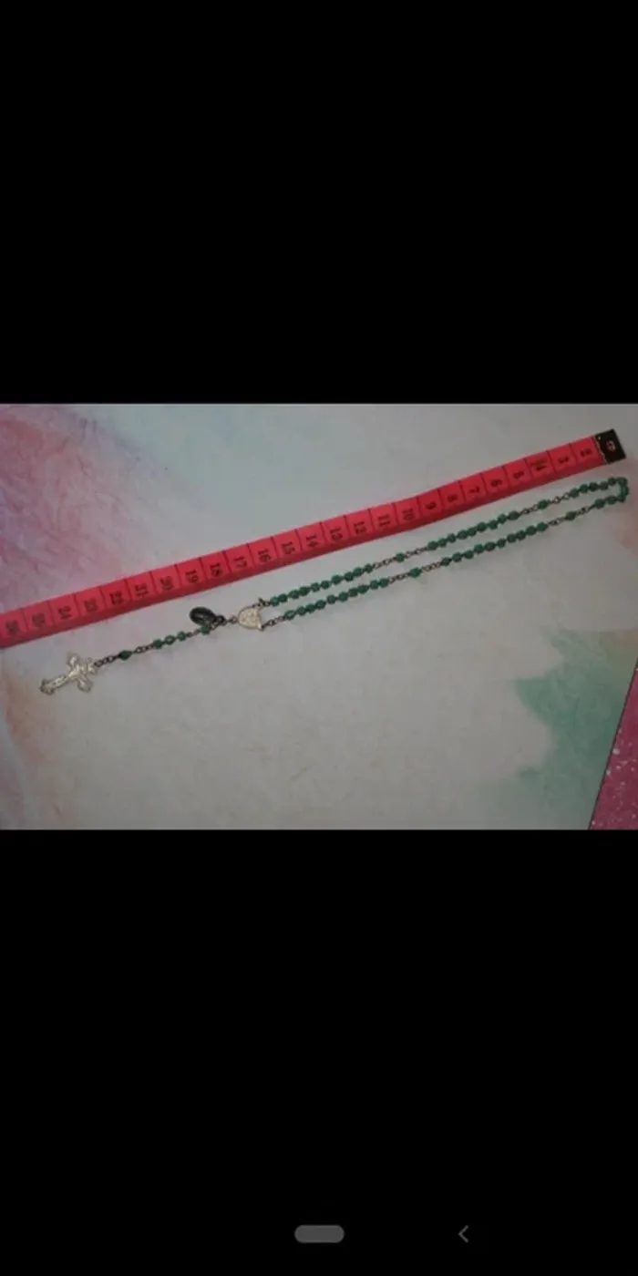 Chapelet rosary ancien vintage notre dame de Lourdes vert green - photo numéro 5