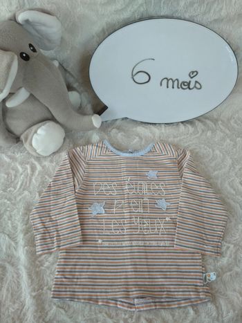 Tee shirt chemise manches longues Garçon 6 mois Étoile plein les yeux born to be Tao 100% coton