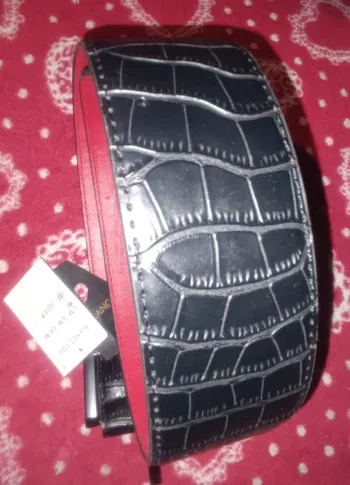Ceinture cuir rouge/noire Blanco