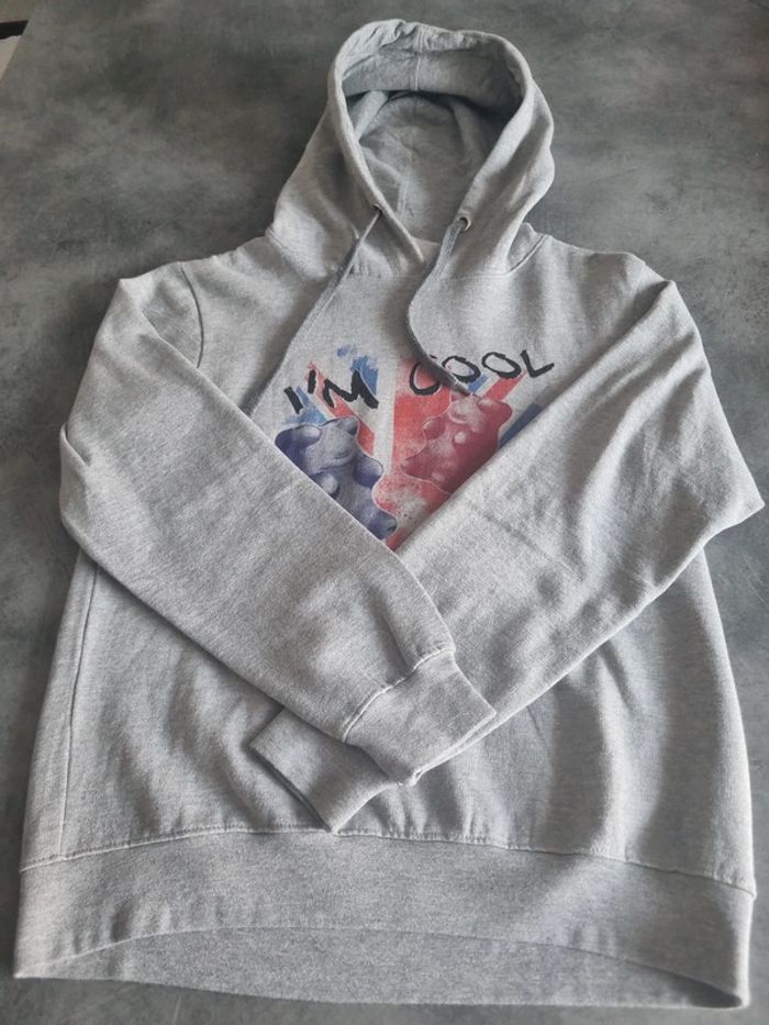 Sweat à capuche original unisexe - Taille L / 40 - Haribo - Gris floqué Haribo - photo numéro 5