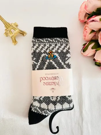 🪐Chaussettes Vivienne Westwood – Motif géométrique noir & blanc – Édition japonaise exclusive