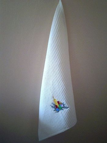 Torchon en tissu nid d'abeille motif noël brodé