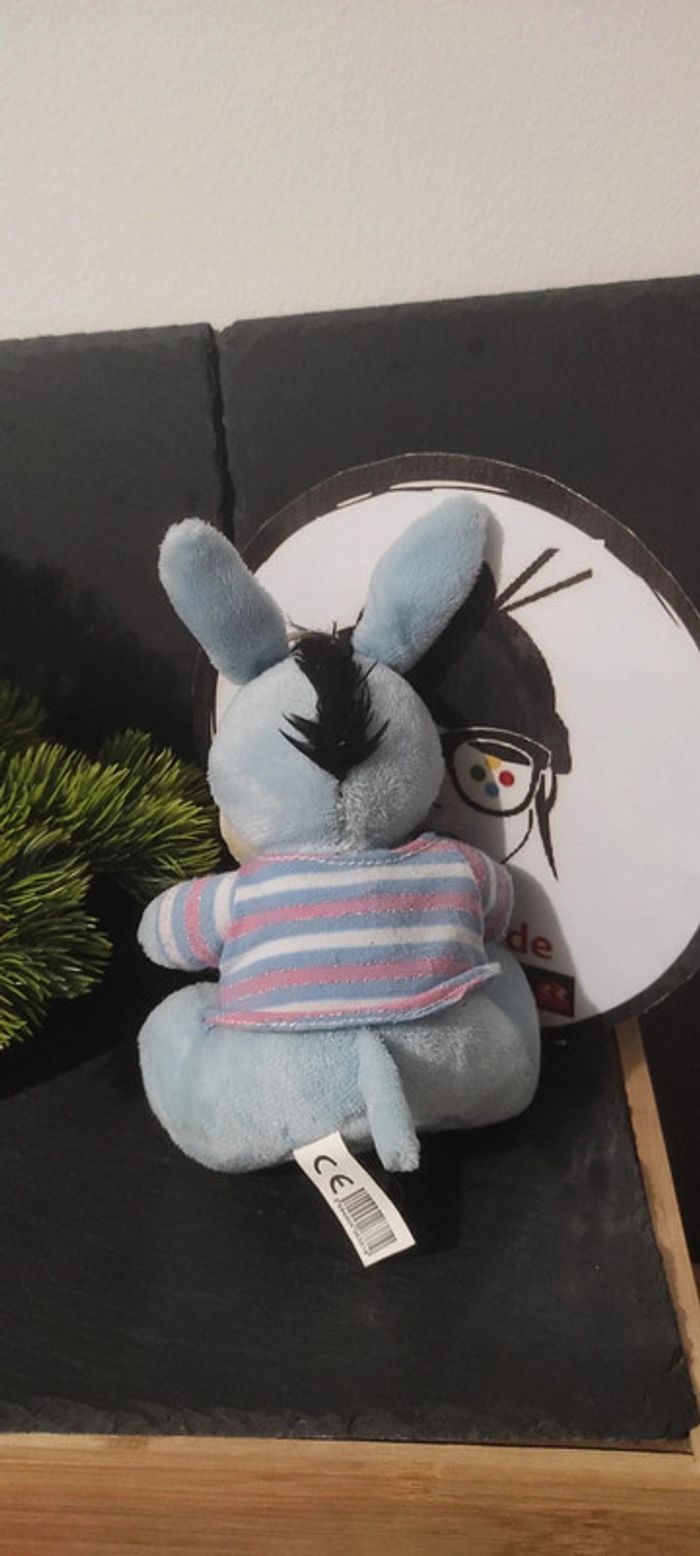 peluche âne assis bleu t-shirt rayé rayure sarl jcv rose blanc noir Petit - photo numéro 2