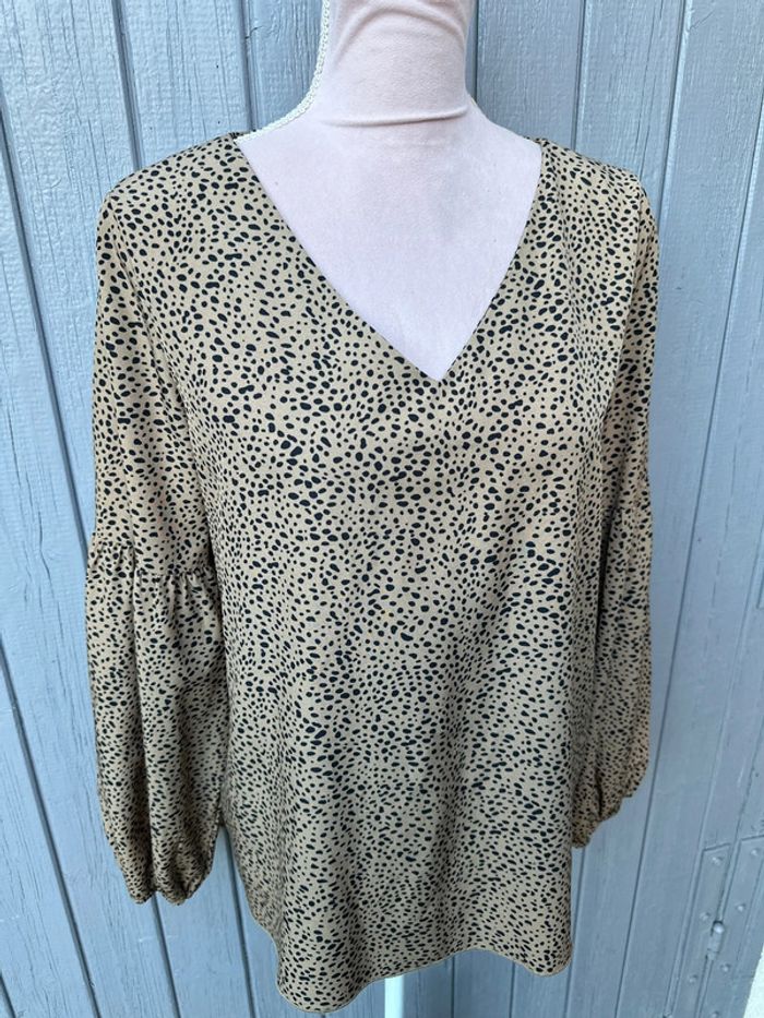 Blouse manches longues décolleté léopard shein été légère - photo numéro 2
