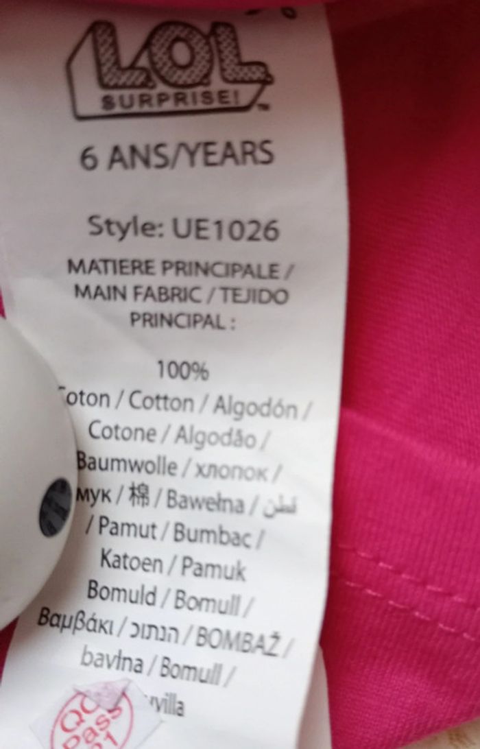 T-shirt Lol 6 ans rose rouge - photo numéro 5