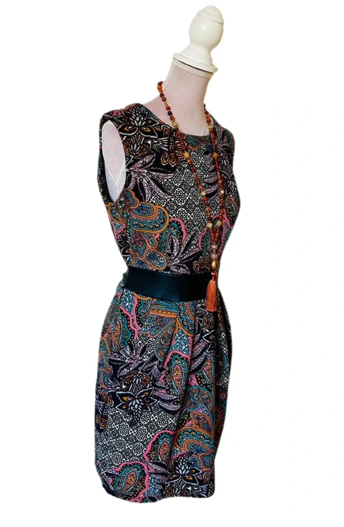 🧡🍁Robe vintage italien S/M folk romantique motif cachemire ethnic chic paisley dress 🍁🧡 - photo numéro 5