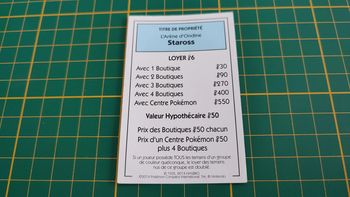 Titre de propriété Staross pièce détachée jeu de société Monopoly Pokémon édition de Kanto #C43
