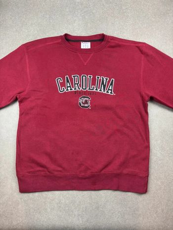 Pull universitaire rouge col rond champion Carolina logo brodé taille L