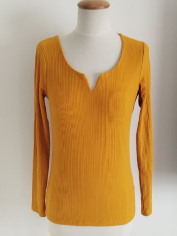 Tee-shirt manches longues côtelé moutarde Pimkie taille 36 