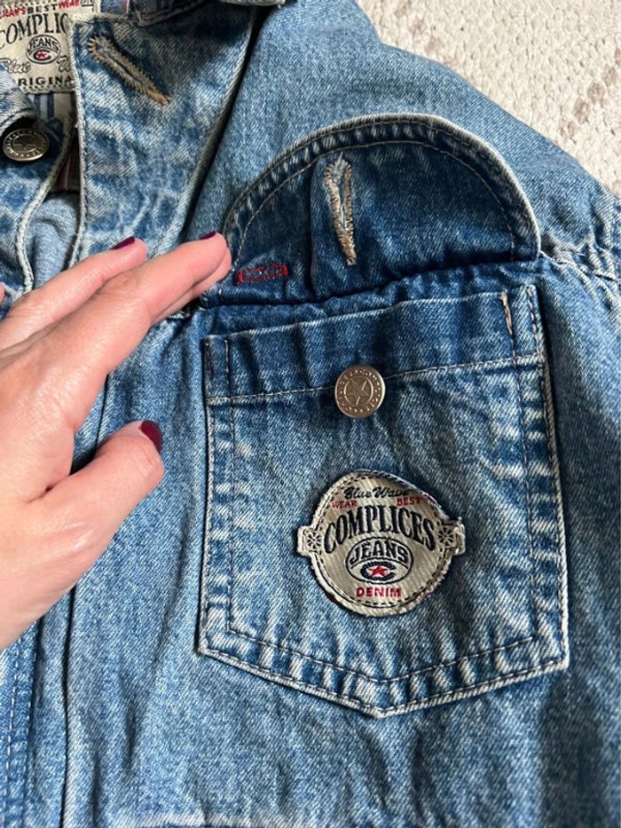 Veste jeans denim courte 90s grunge back to school y2k annees 2000 - Taille S - photo numéro 7