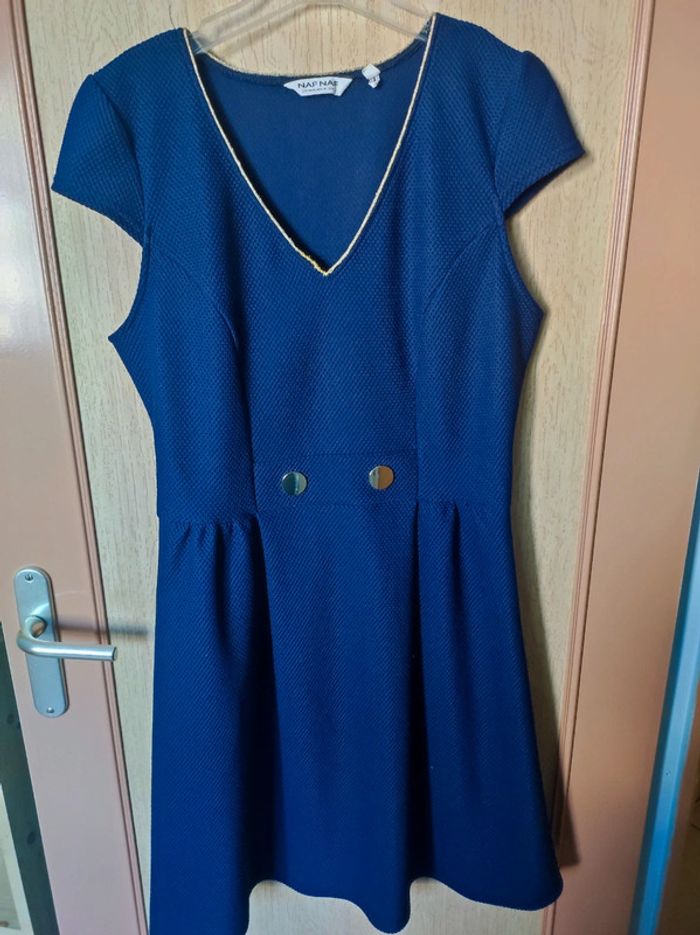 Robe bleu et doré col V Naf Naf