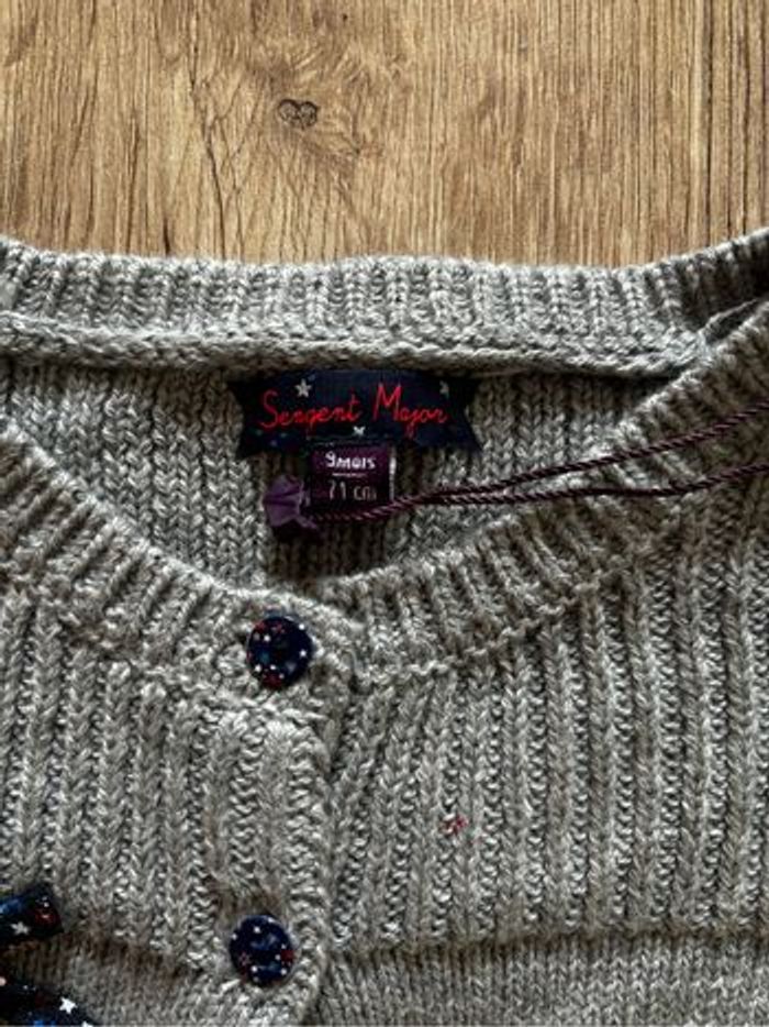 Gilet boléro gris bébé Sergent Major 9 mois NEUF - photo numéro 3