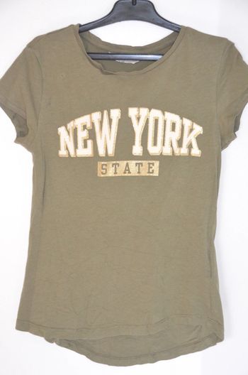 T shirt 14 ans kaki et doré