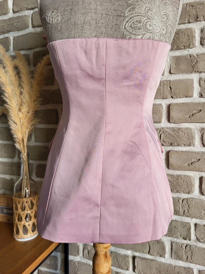 Magnifique bustier boutonné rose satiné Zara - Parfait état - photo numéro 9