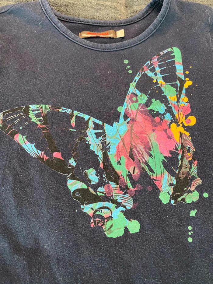 Tee shirt marine papillon catimini 8ans - photo numéro 3