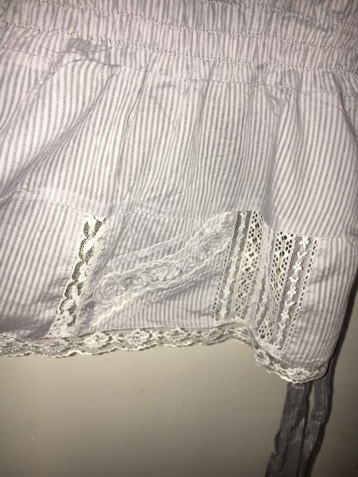 Robe tunique grise rayé blanc et dentelle la mode est à vous - photo numéro 6