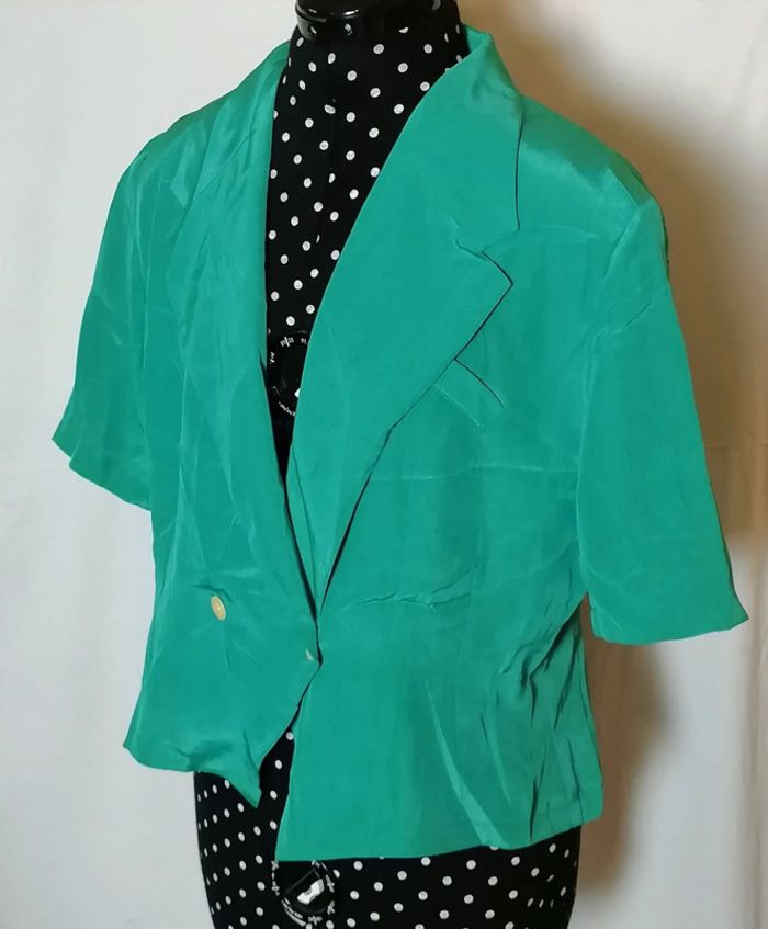 Chemisette vintage vert satin taille 46 Gérard Darel - photo numéro 3
