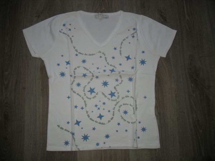 TEE SHIRT MC BLANC "CACHE CACHE" - TAILLE 38 / 40 - n°05 - photo numéro 2