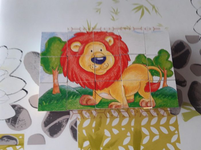 6 puzzles en cube en bois thème animaux sauvages - photo numéro 15