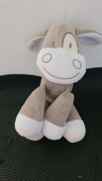 Doudou peluche cheval gris beige blanc LABORATOIRE MARQUE VERTE