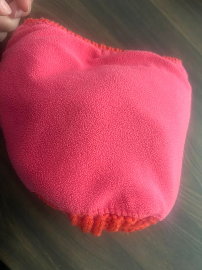 Bonnet chat avec pompons orange rouge - photo numéro 5