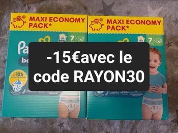 Deux cartons couche Pampers maxi economy taille 7 normal