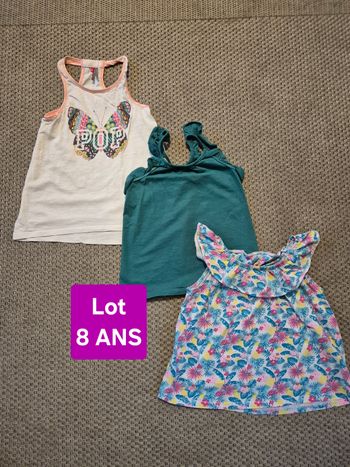 Lot de 3 t-shirts sans manches fille - 8 ans