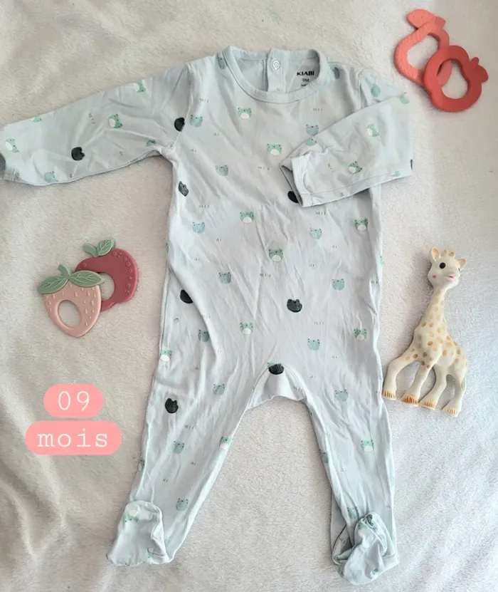 Pyjama fin bleu grenouille mixte 09mois