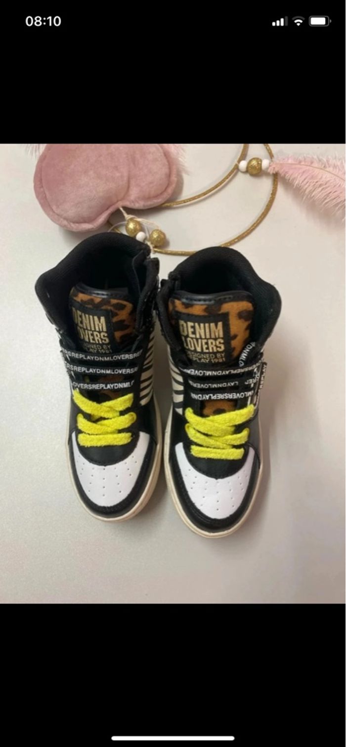 Baskets montantes Replay – Noir, blanc & motif zébré - Taille 31 - photo numéro 5