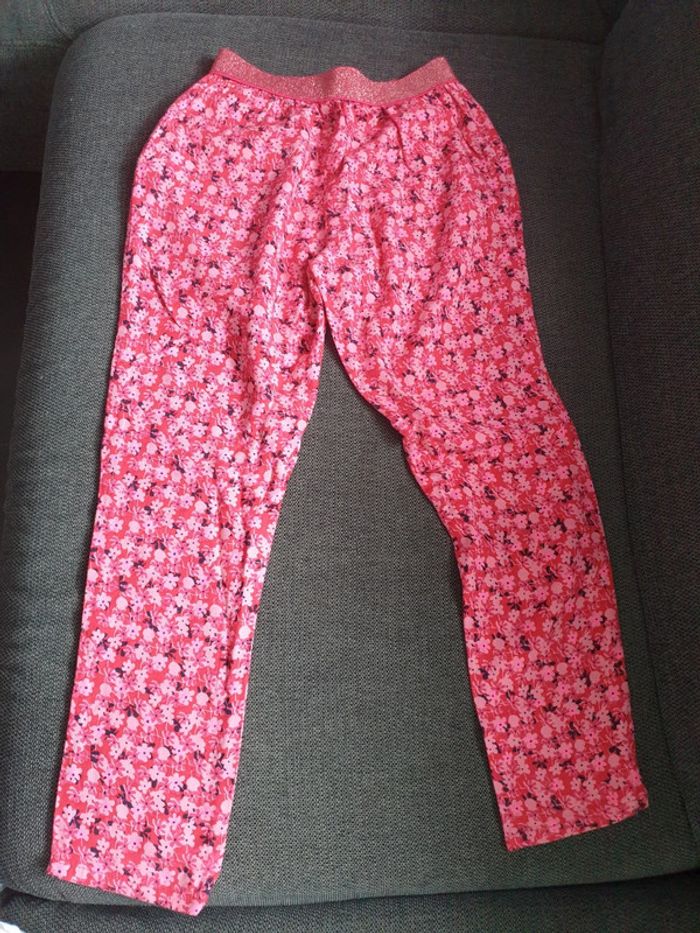 Pantalon fin été fille 8 ans rose fleurs DPAM - photo numéro 3