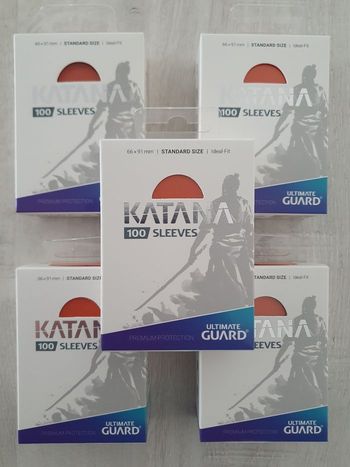 Lot de 5 paquets de 100 sleeves Ultimate Guard Katana Orange 