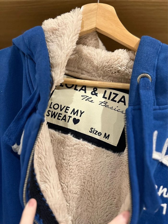 Gilet sweat a capuche bleu - photo numéro 3