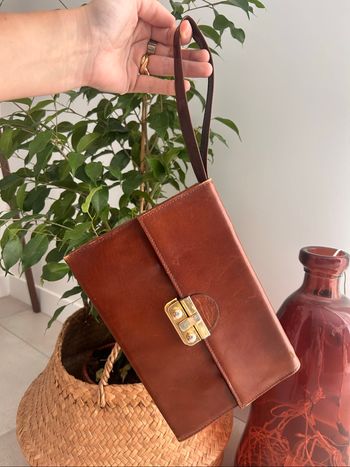 Pochette en cuir marron