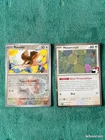 🎴 Roucool Holo Reverse + Metamorph cosmos Holo Play  stamp les 2- Pokémon 151 🎴