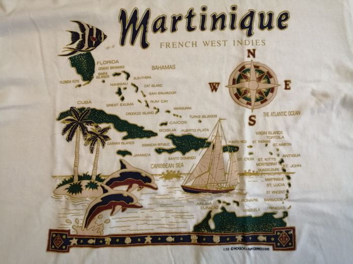 T shirt blanc imprimé Martinique Taille M Européenne des Cotons - photo numéro 2
