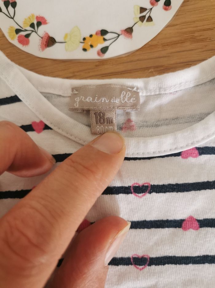Lot de 2 t-shirt manches courtes 18mois bébé fille kimbaloo et grain de blé TBE - photo numéro 3