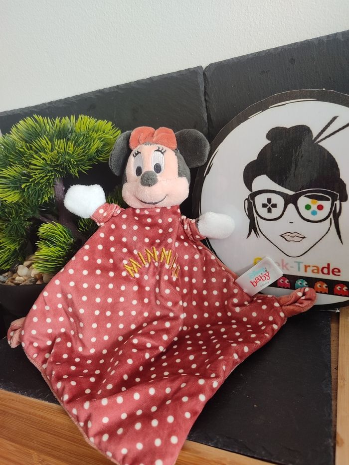 doudou Disney Baby Minnie Souris Marron Pois Blanc Jaune Kiabi Noeud Rouge 3388
