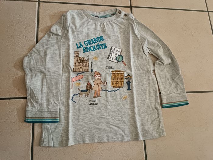 Tee shirt détective gris  manches longues Sergent major 5 ans