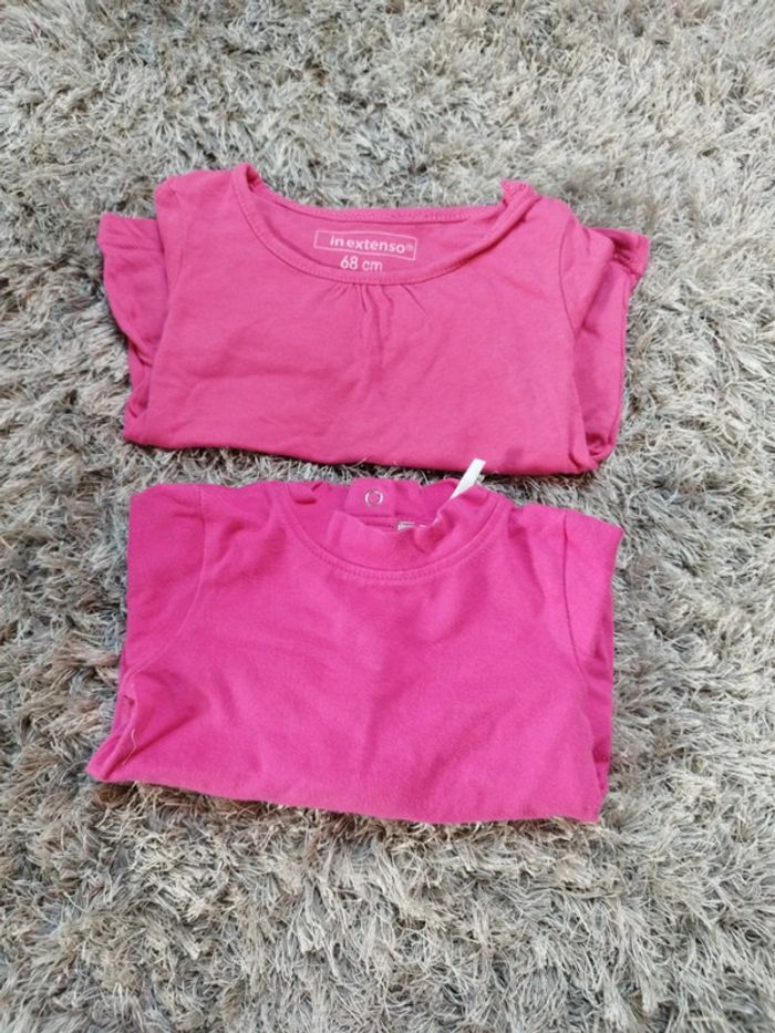 Lot de2 teeshirt manches longues rose 6 mois