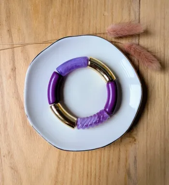 Bracelet tube violet doré