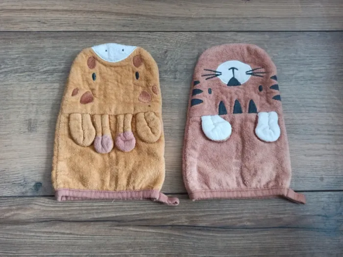 Lot de 2 gants de toilette bébé mixte