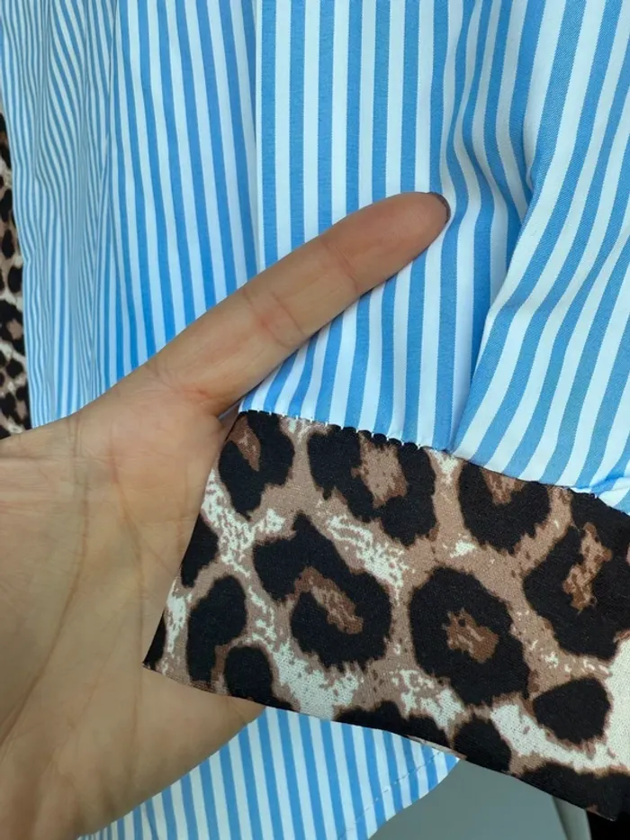 Chemise longue rayé bleu et léopard - photo numéro 5