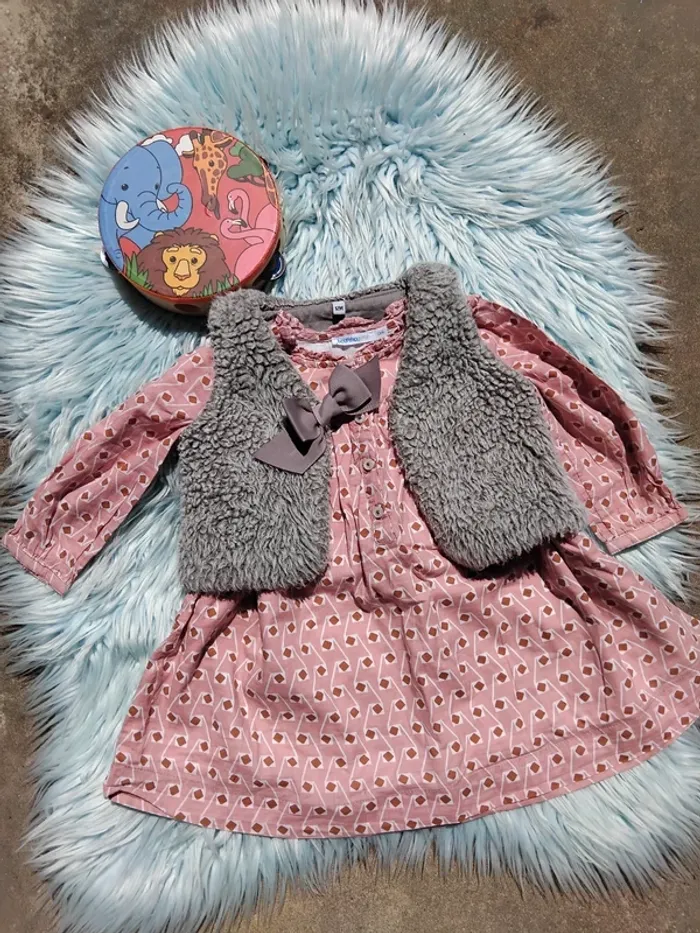 🍇 robe fille 12 mois et veste sans manche - photo numéro 3