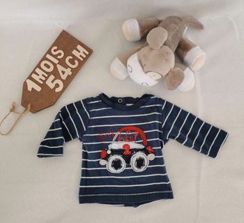 Tee-shirt  👣  manches longues  kimbaloo  1mois/54cm