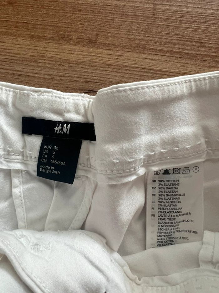 Pantalon 7/8e blanc H&M taille 36 - photo numéro 2