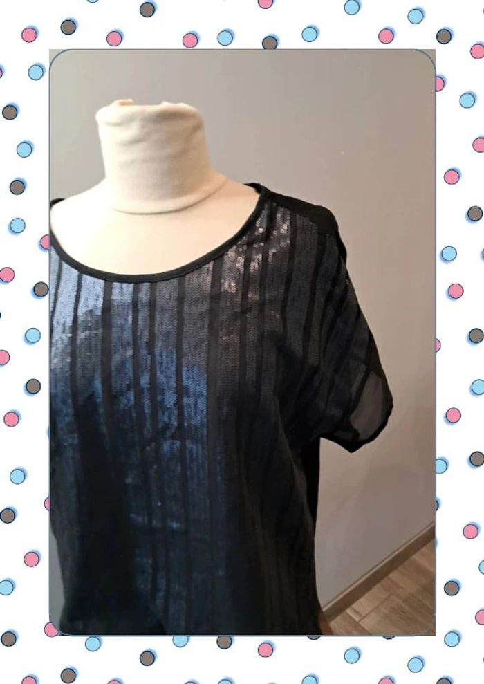 Haut femme XL – Jamais porté – Sequins & voile transparent - photo numéro 2