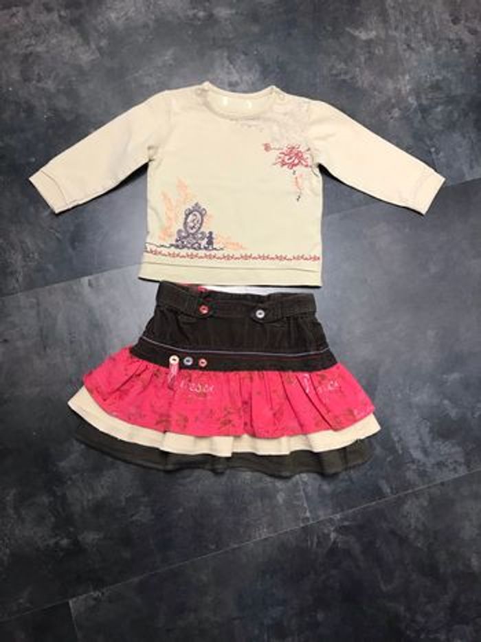 Ensemble t-shirt et jupe baroque 6 mois Alphabet