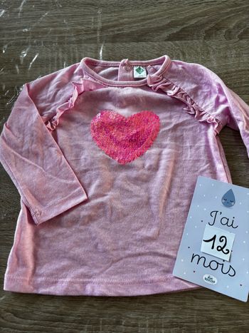 Tee shirt rose cœur TEX t.12m