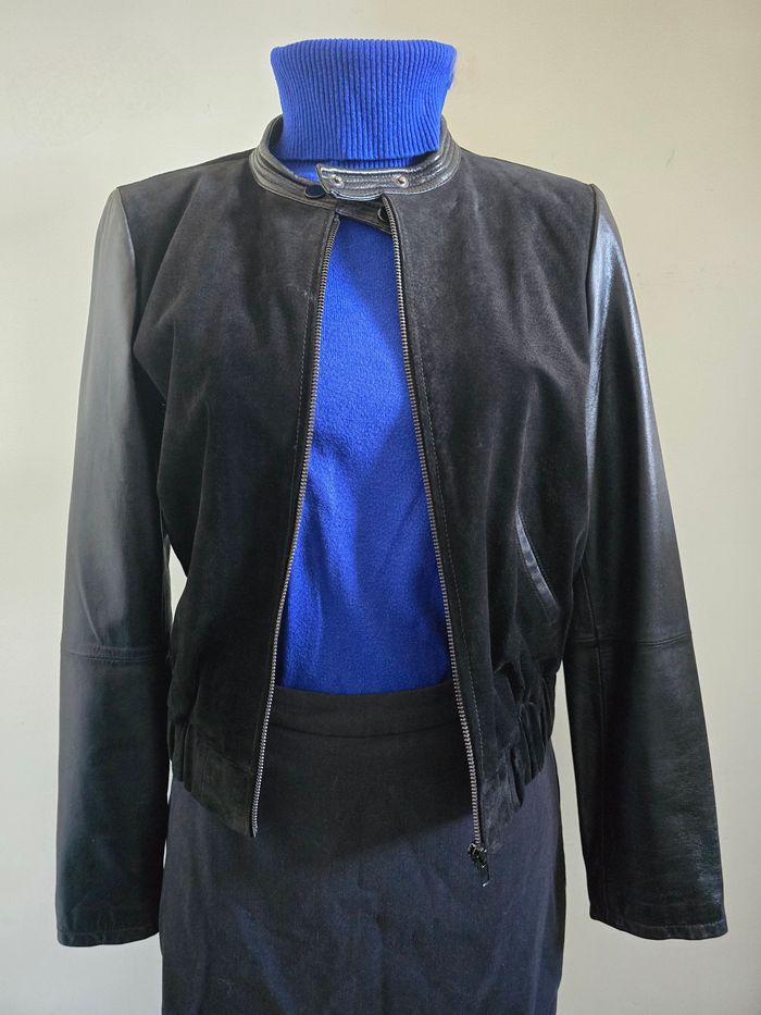 📌 Veste Bombers MANGO Cuir & Daim